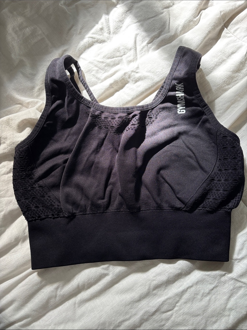 Gymshark Black Seamless Lace-Panel Sports Bra